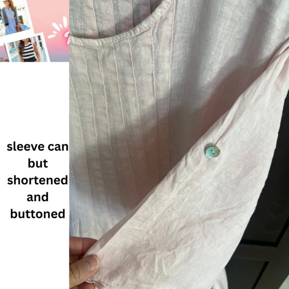 Stunning Anais & Valentin Pink Italian Linen Tunic Dress L \ Coastal - Picture 7 of 12